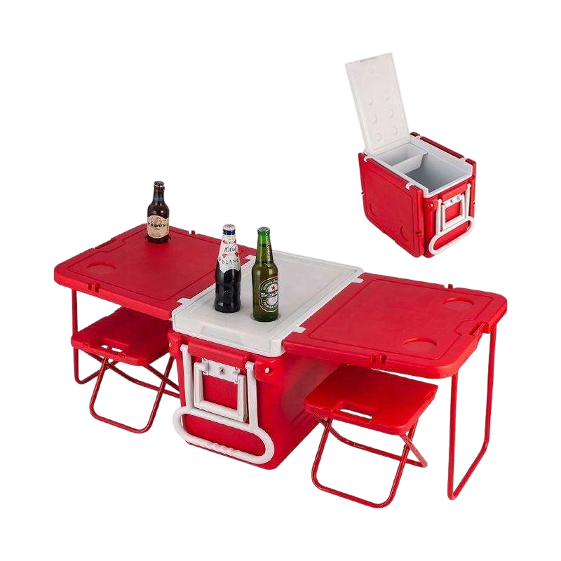 Multifunktionale Klapptisch-Spritzguss-Kühlbox mit Hockern